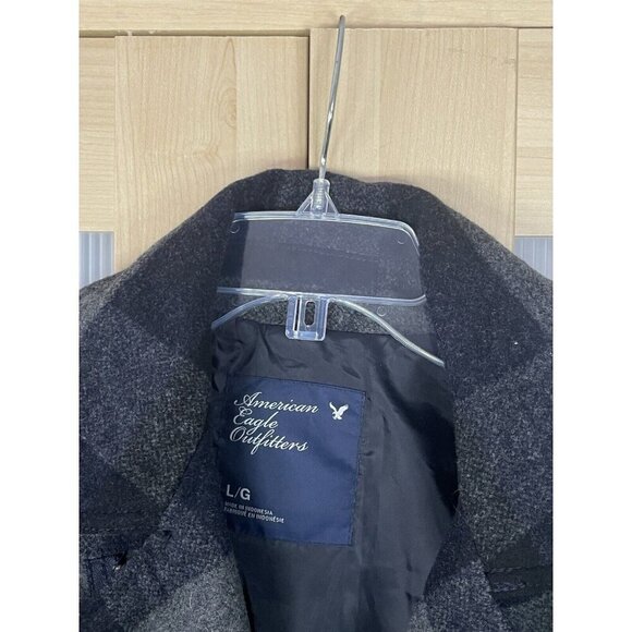 American Eagle Outfitters Women Wool Plaid Jacket Moto Coat Preppy Sz L Casual - Picture 3 of 4